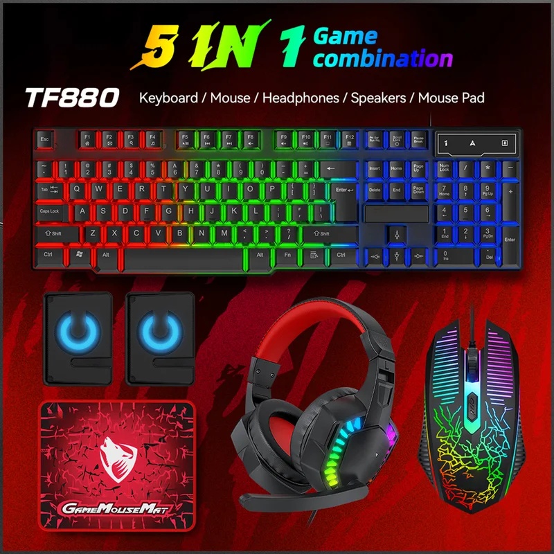 مجموعة ألعاب 5 في 1 تشمل لوحة  - مراجعة Gaming Keyboard Mouse And Headset Combo وسعره